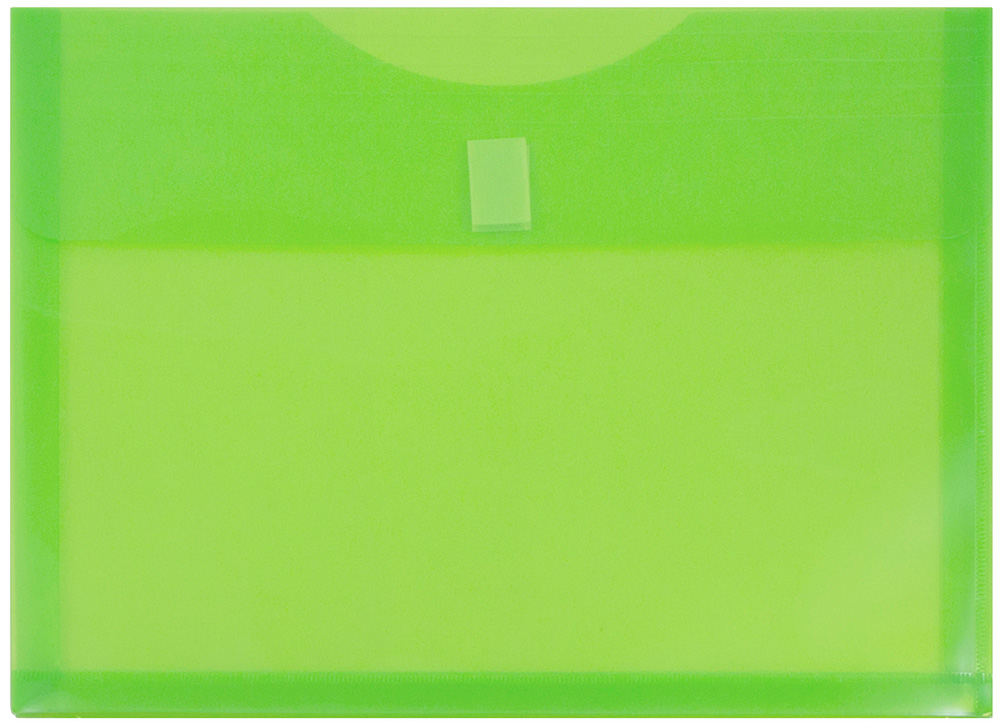 Lime Green Letter Booklet with 1" Expansion Plastic Envelopes (9 3/4 x 13) with Hook and Loop Closure