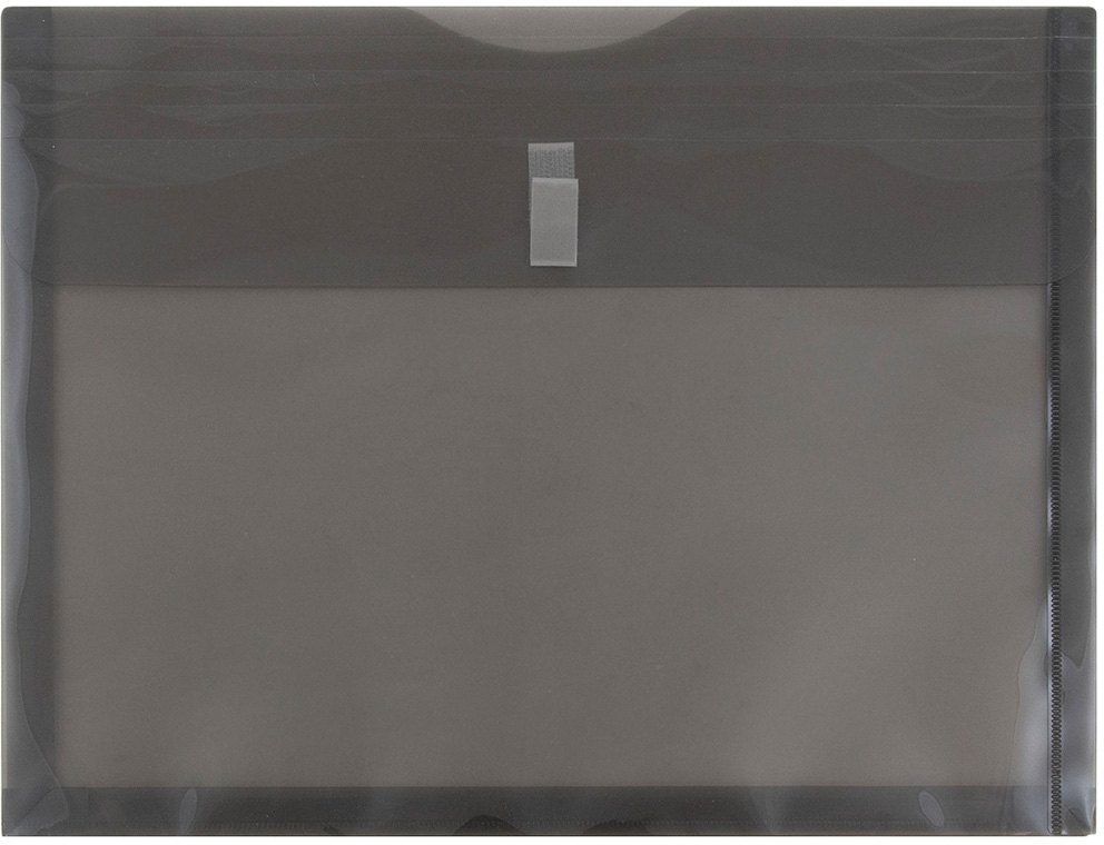 Smoke Gray Letter Booklet with 1" Expansion Plastic Envelopes (9 3/4 x 13) with Hook and Loop Closure
