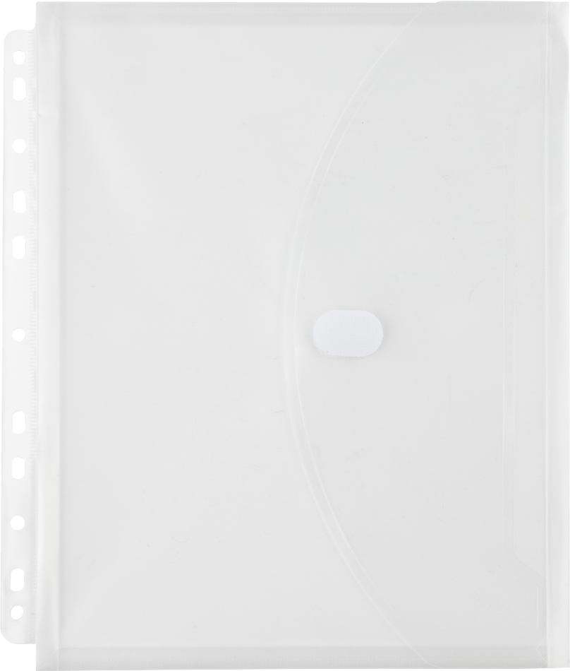 Clear Letter Booklet 3 Hole Punch with 1" Expansion Plastic Envelopes (9 1/2 x 11 1/2) with Hook and Loop Closure