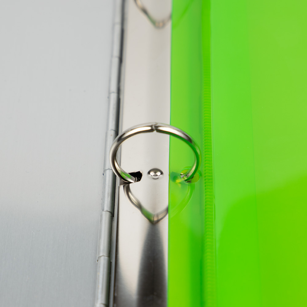 Lime Green Letter Booklet 3 Hole Punch with 1" Expansion Plastic Envelopes (9 1/2 x 11 1/2) with Hook and Loop Closure