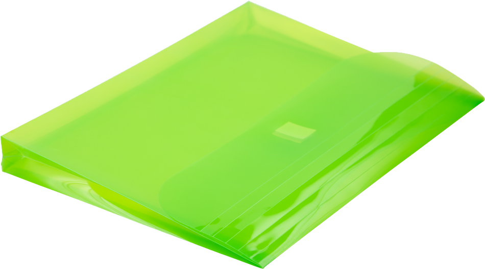 Lime Green Letter Booklet 3 Hole Punch with 1" Expansion Plastic Envelopes (9 1/2 x 11 1/2) with Hook and Loop Closure