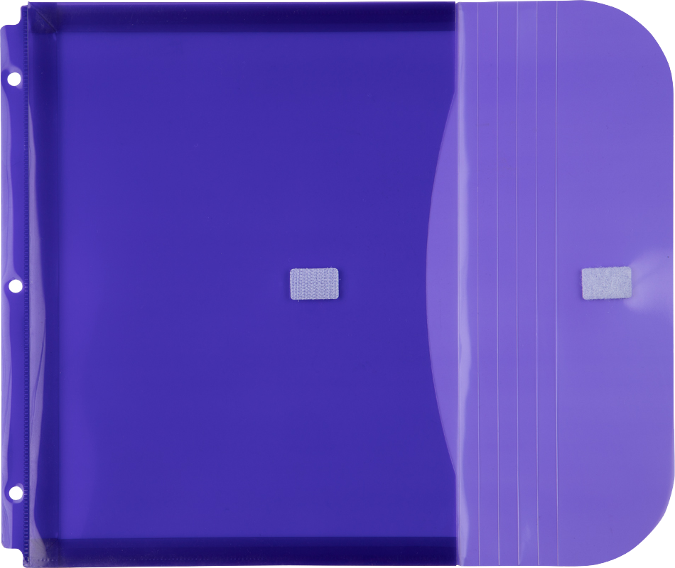 Purple Letter Booklet 3 Hole Punch with 1" Expansion Plastic Envelopes (9 1/2 x 11 1/2) with Hook and Loop Closure