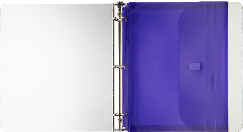 Purple Letter Booklet 3 Hole Punch with 1" Expansion Plastic Envelopes (9 1/2 x 11 1/2) with Hook and Loop Closure