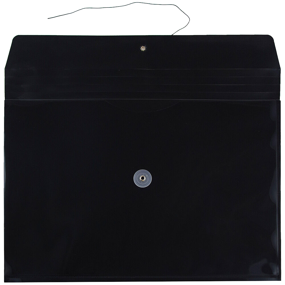 Black Legal Open End Plastic Envelopes (9 3/4 x 14 1/2) with Button & String