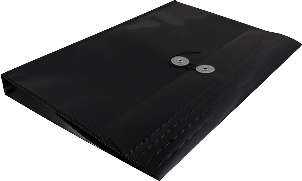 Black Legal Open End Plastic Envelopes (9 3/4 x 14 1/2) with Button & String