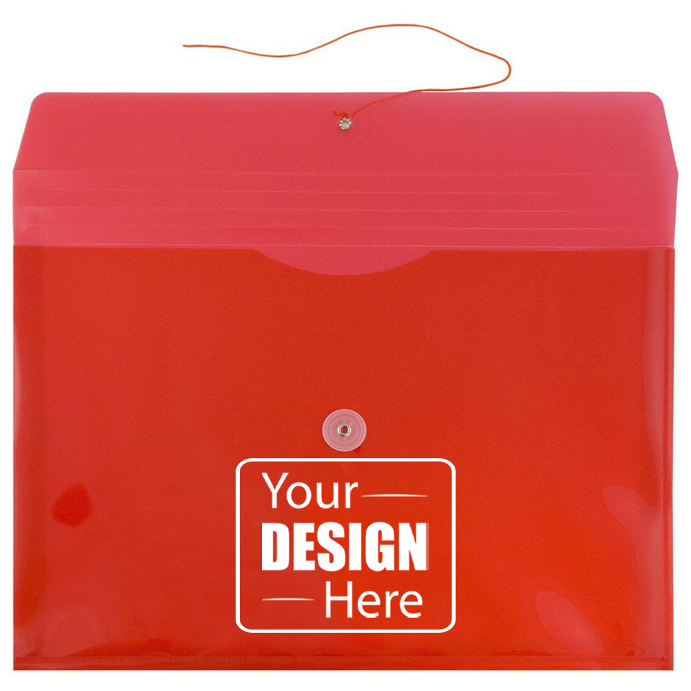 Red Legal Booklet Plastic Envelopes (9 3/4 x 14 1/2) with Button & String