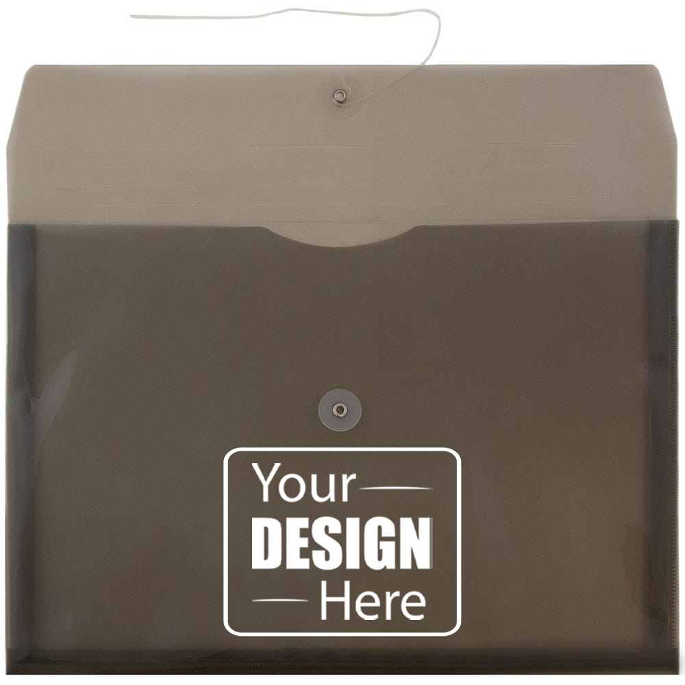 Smoke Gray Legal Open End Plastic Envelopes (9 3/4 x 14 1/2) with Button & String