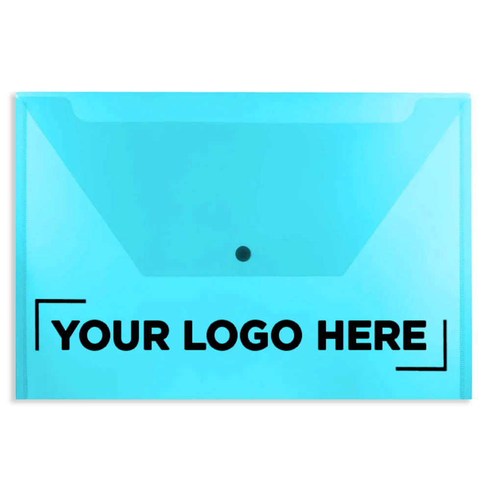 Blue Legal Booklet Plastic Envelopes (9 3/4 x 14 1/2) with Snap Closure