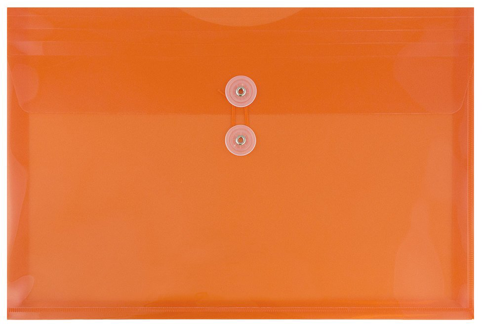 Orange Legal Booklet Plastic Envelopes (9 3/4 x 14 1/2) with Button & String