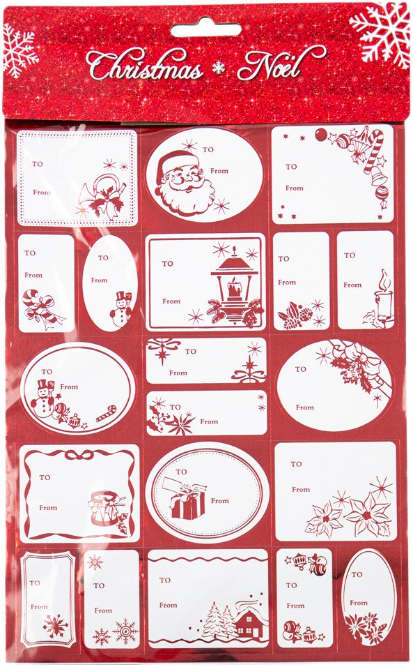 Red Foil Christmas To/From Mini Stickers