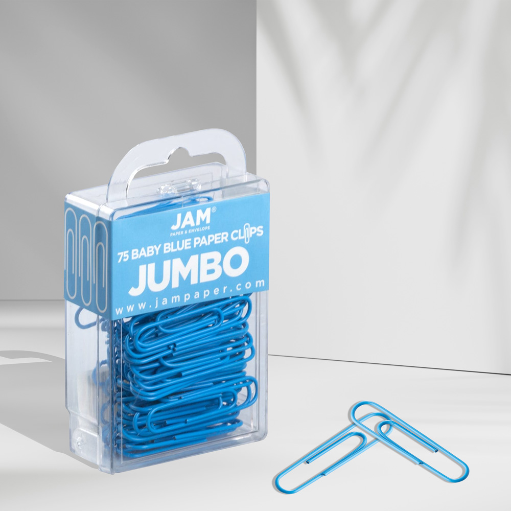 Baby Blue Jumbo Paper Clips - 75 Pack