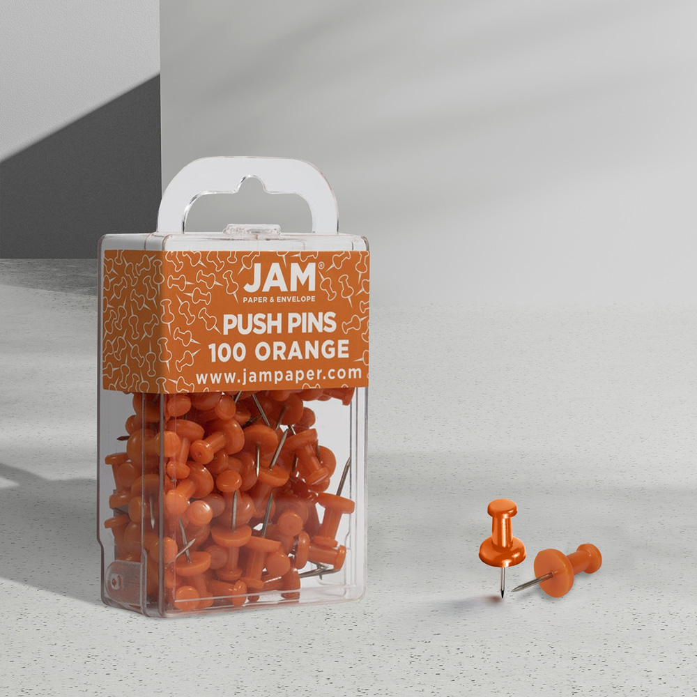 Orange Pushpins - 100 Pack