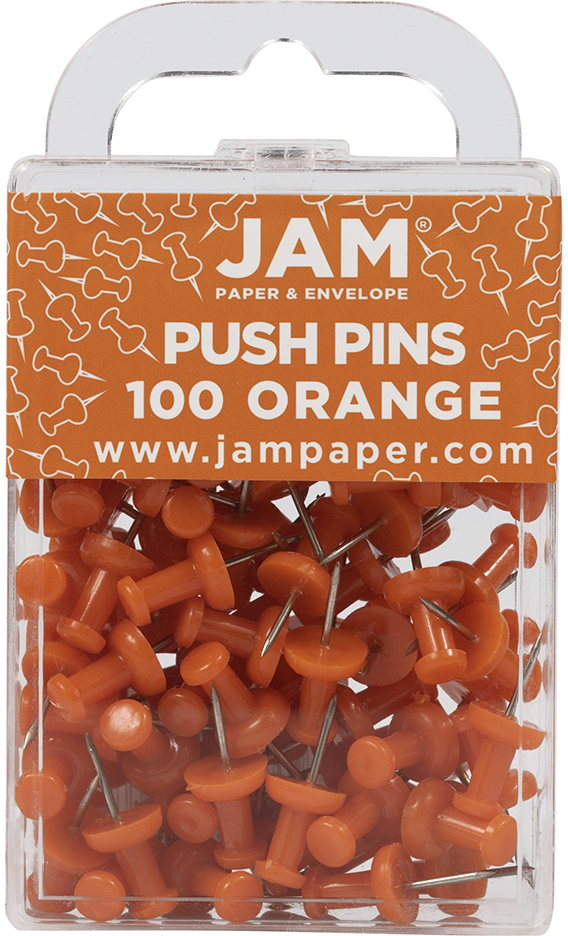 Orange Pushpins - 100 Pack