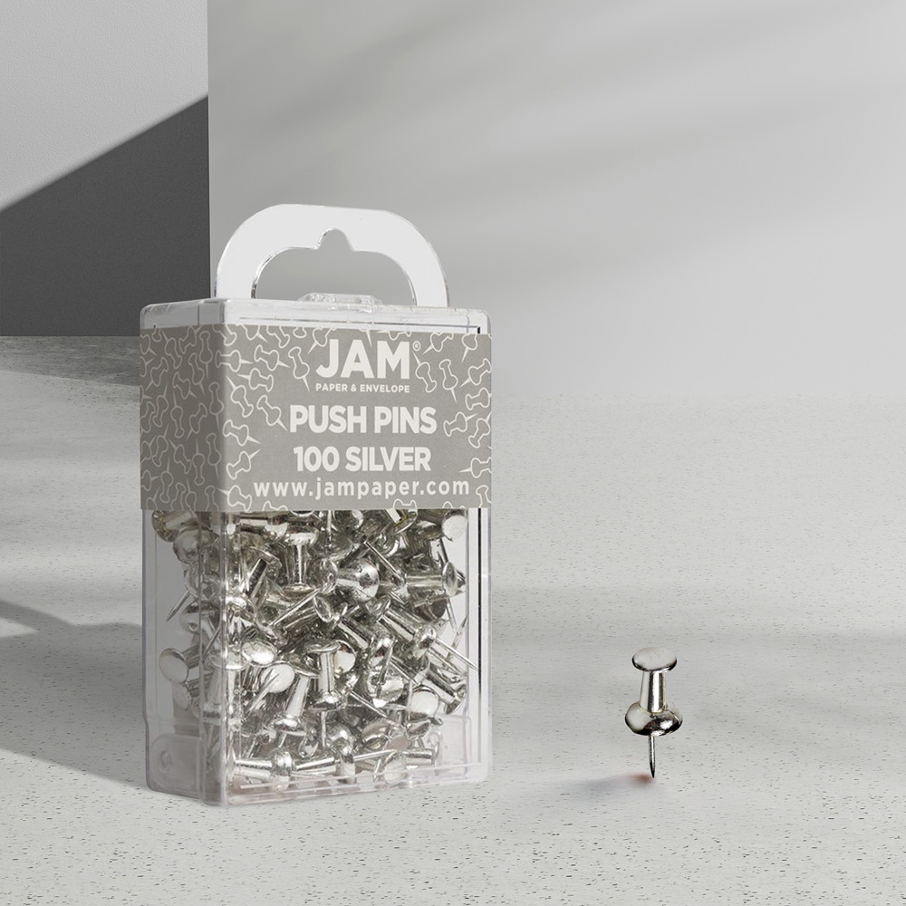 Silver Pushpins - 100 Pack