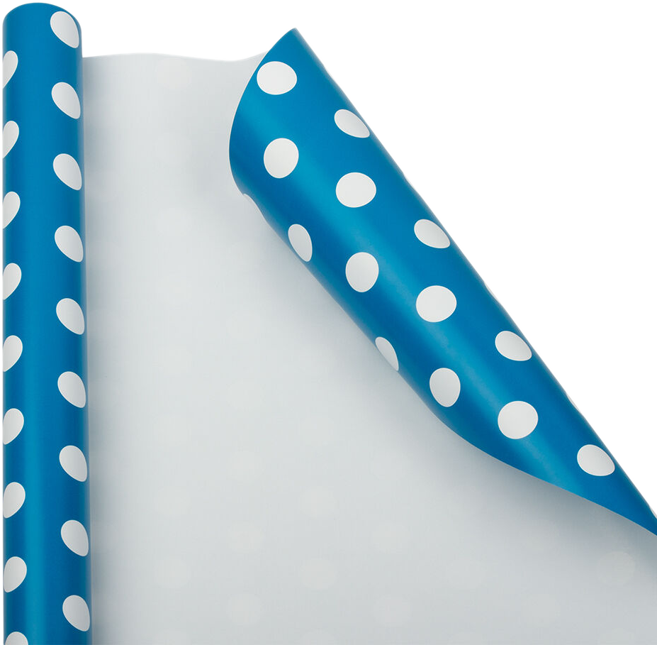Blue with White Dots Wrapping Paper (25 Sq Ft)