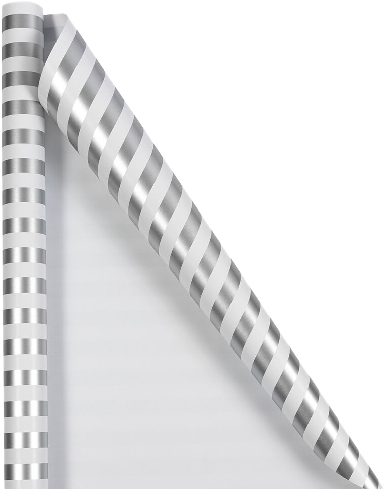 Silver and White Stripe Wrapping Paper (25 Sq Ft)