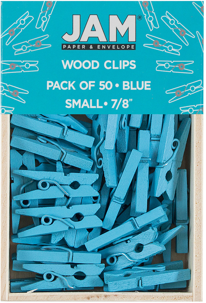 Blue Small 7/8 Inch Wood Clips - 50 Pack