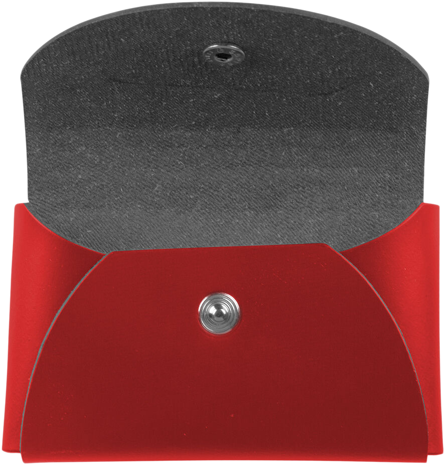 Red Leather Business Card Case with Round Flap - 20 Card Capacity