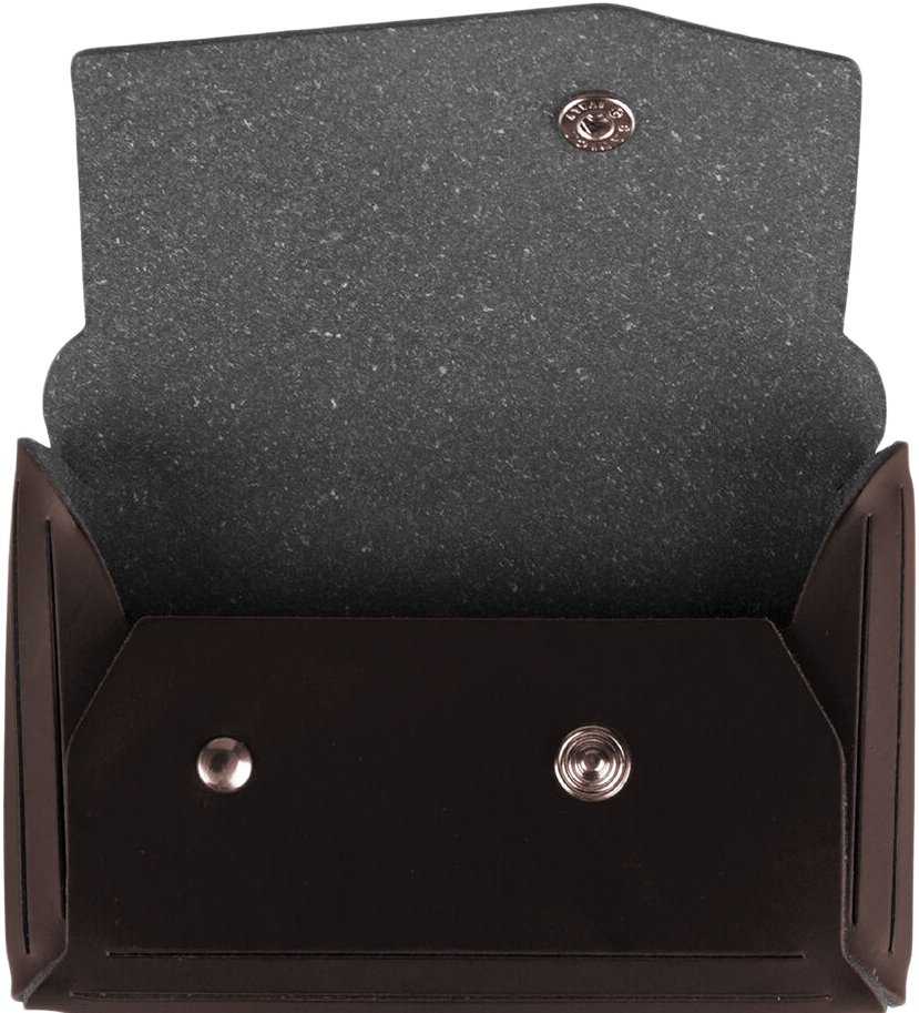 Dark Brown Leather Business Card Case with Angular Flap - 20 Card Capacity