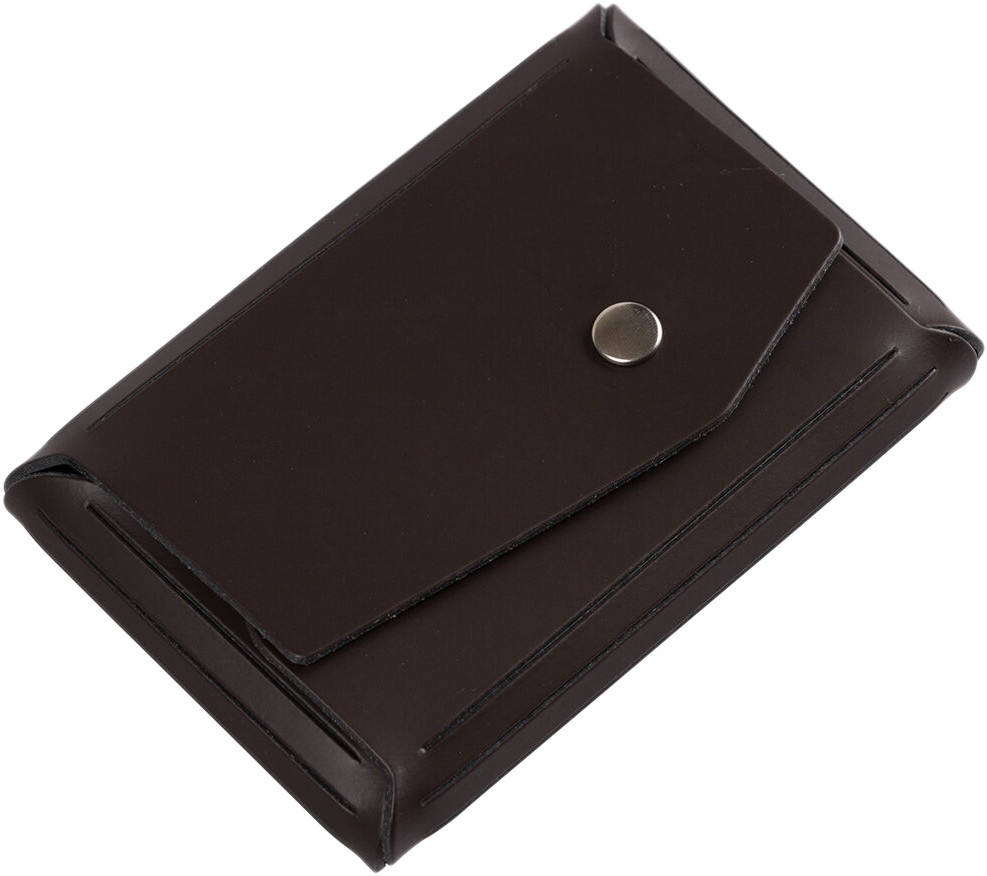Dark Brown Leather Business Card Case with Angular Flap - 20 Card Capacity