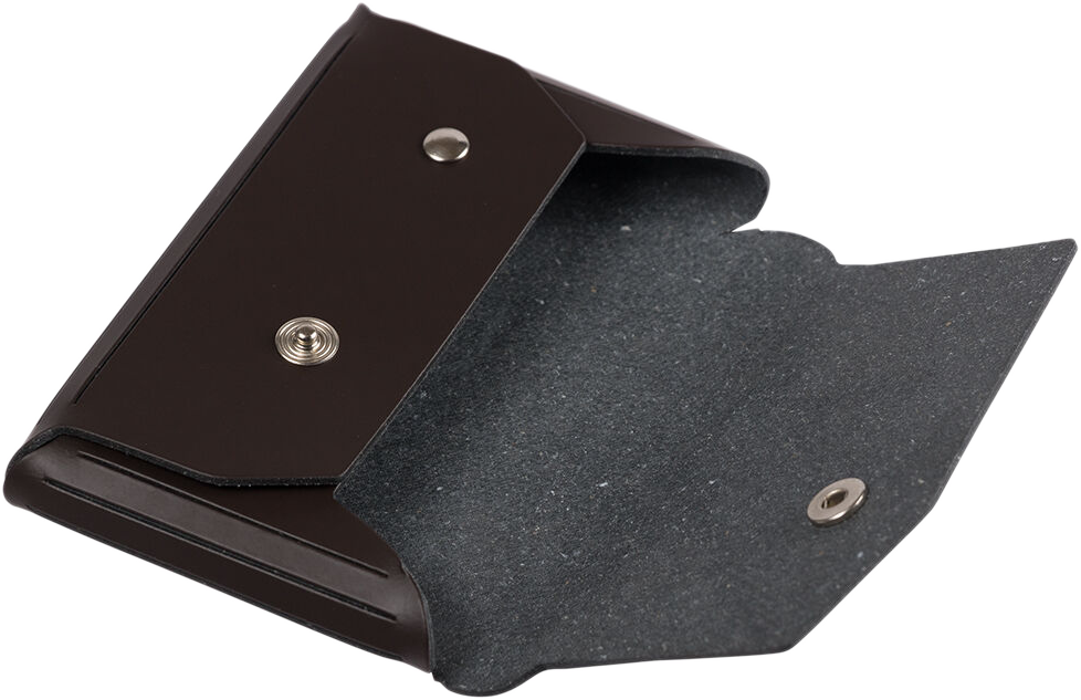Dark Brown Leather Business Card Case with Angular Flap - 20 Card Capacity