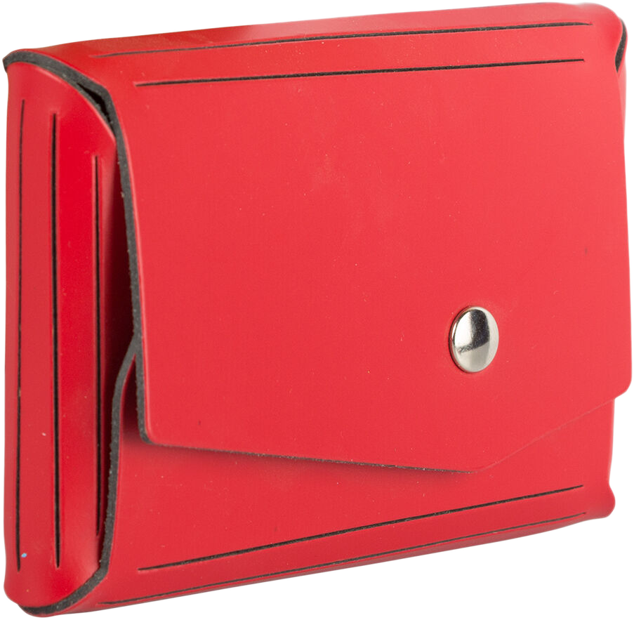 Red Leather Business Card Case with Angular Flap - 20 Card Capacity