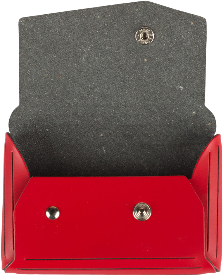 Red Leather Business Card Case with Angular Flap - 20 Card Capacity