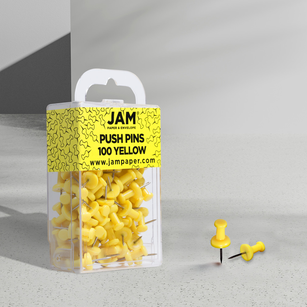 Yellow Pushpins - 100 Pack