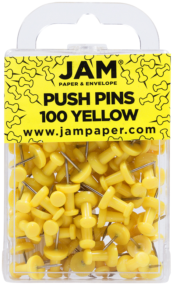 Yellow Pushpins - 100 Pack