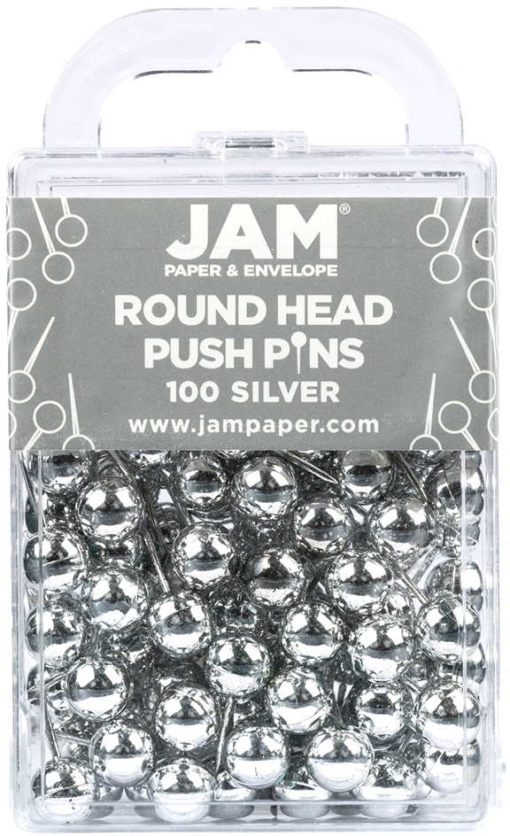 Silver Round Pushpins - 100 Pack