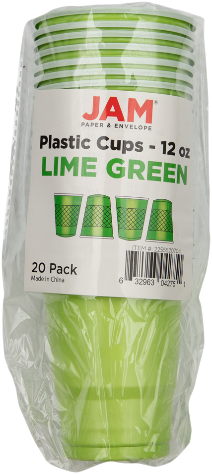 Lime Green 12oz Plastic Cups - 20 Pack