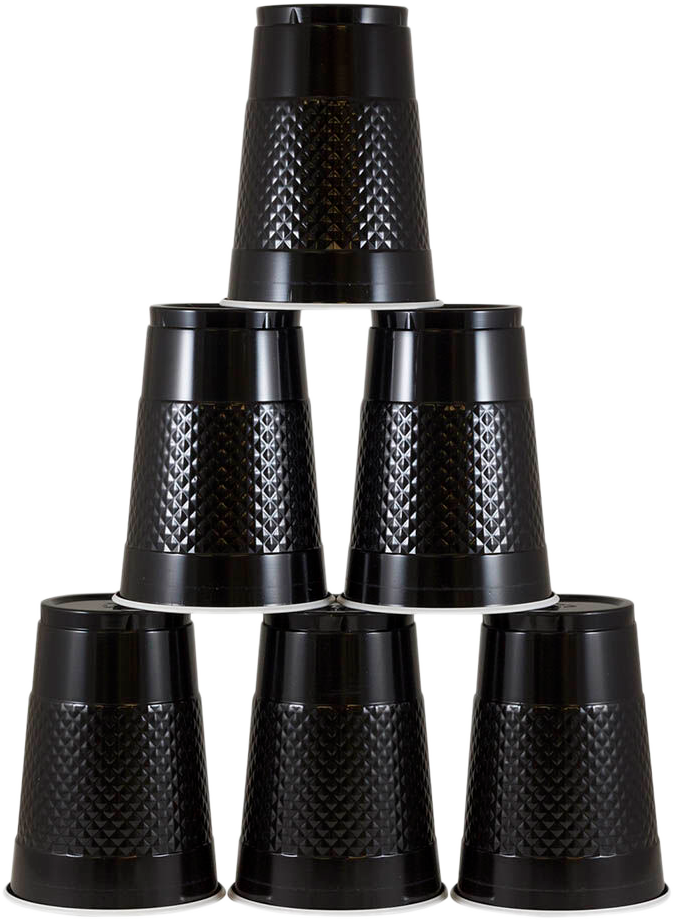 Black 16oz Plastic Cups - 20 Pack