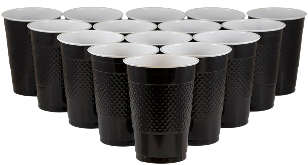 Black 16oz Plastic Cups - 20 Pack