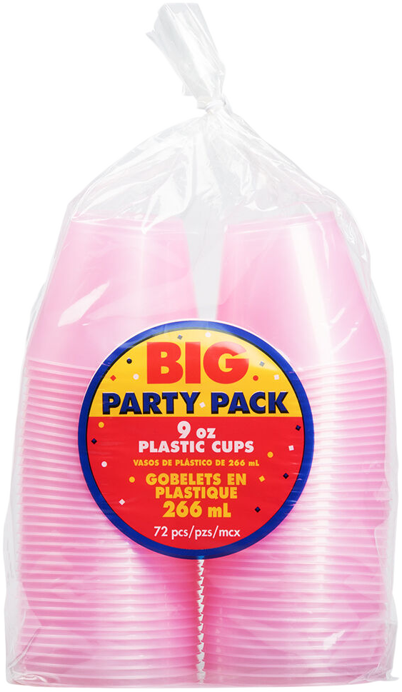 Baby Pink 9oz Plastic Tumblers - 72 Pack