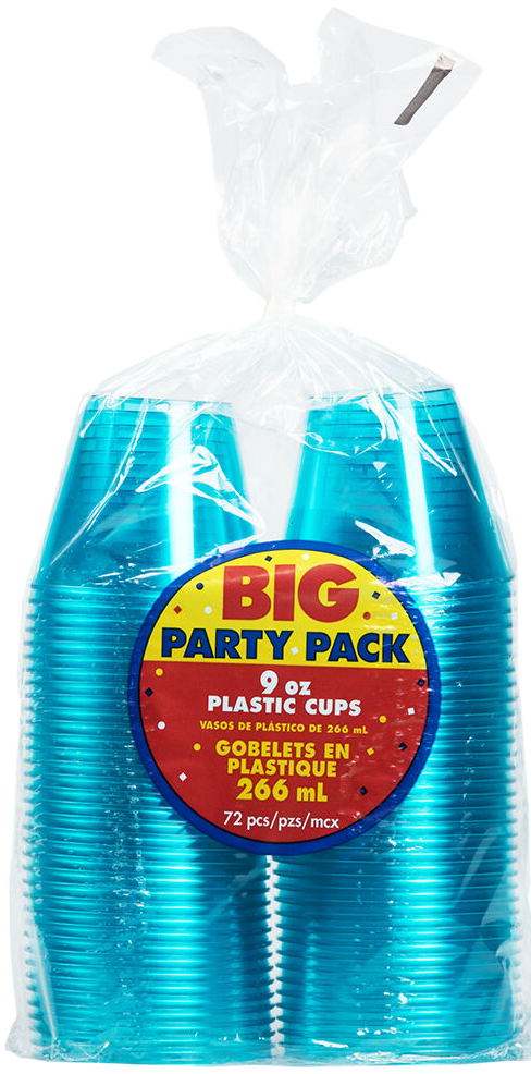 Bright Blue 9oz Plastic Tumblers - 72 Pack