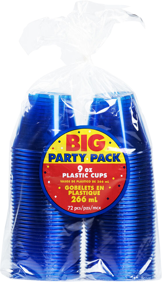 Royal Blue 9oz Plastic Tumblers - 72 Pack