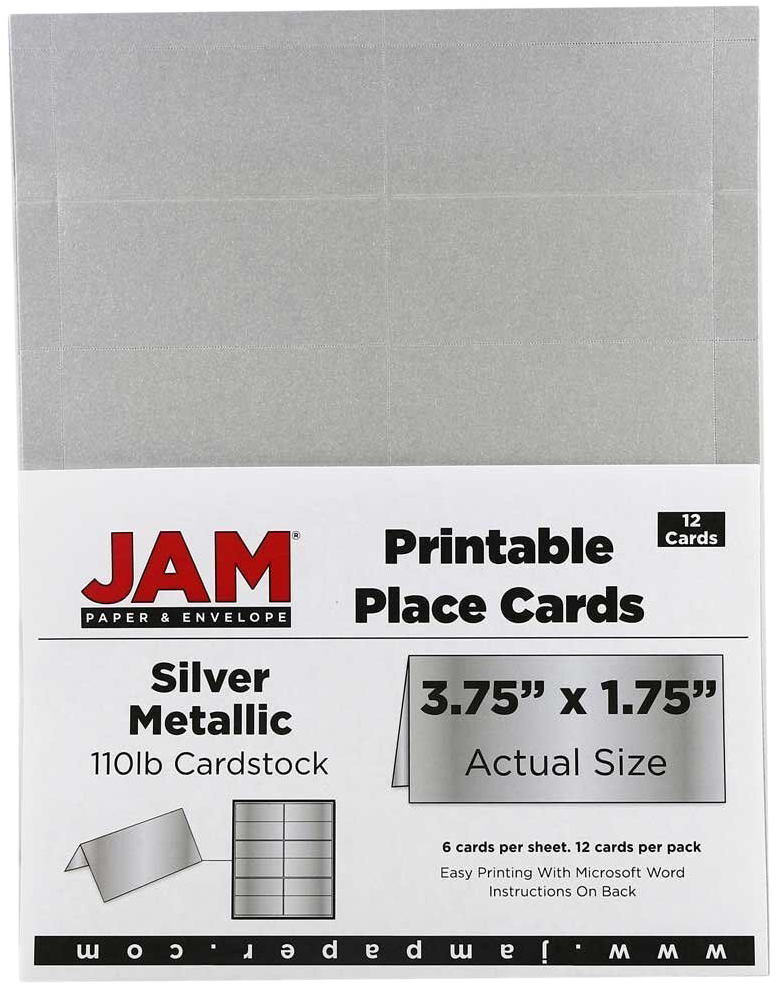 Silver Metallic 3 3/4 x 1 3/4 Printable Place Cards