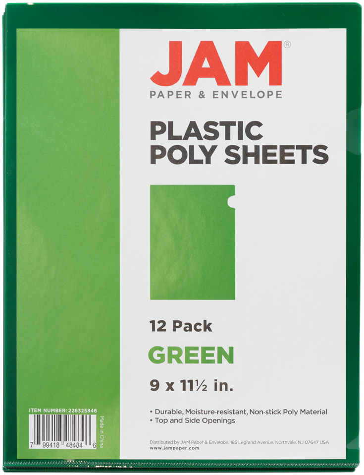 Green 9 x 11 1/2 Plastic Sleeves