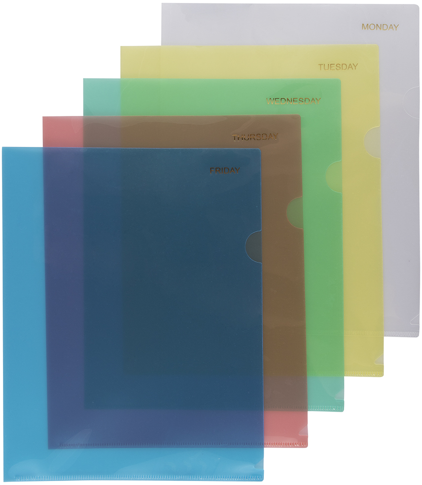 Assorted Days of the Week 9 x 11 1/2 Plastic Sleeves - 5 Pack