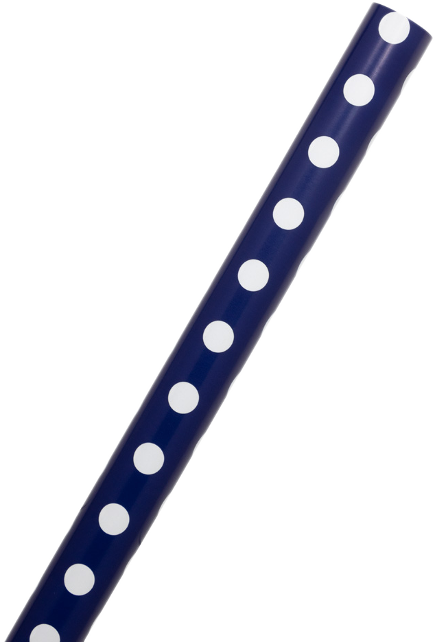 Dark Blue with White Polka Dots Wrapping Paper (25 Sq Ft) 32lb