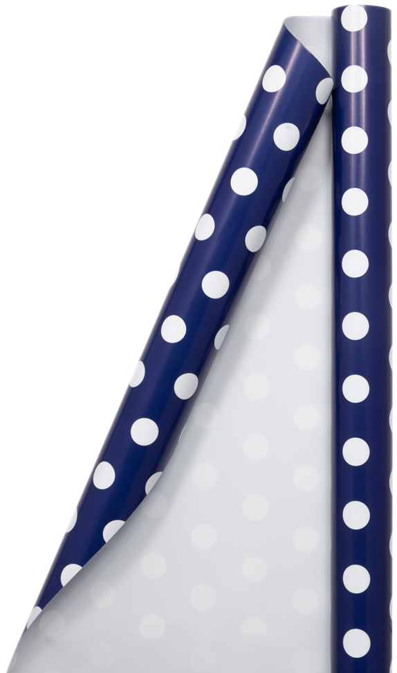 Dark Blue with White Polka Dots Wrapping Paper (25 Sq Ft) 32lb