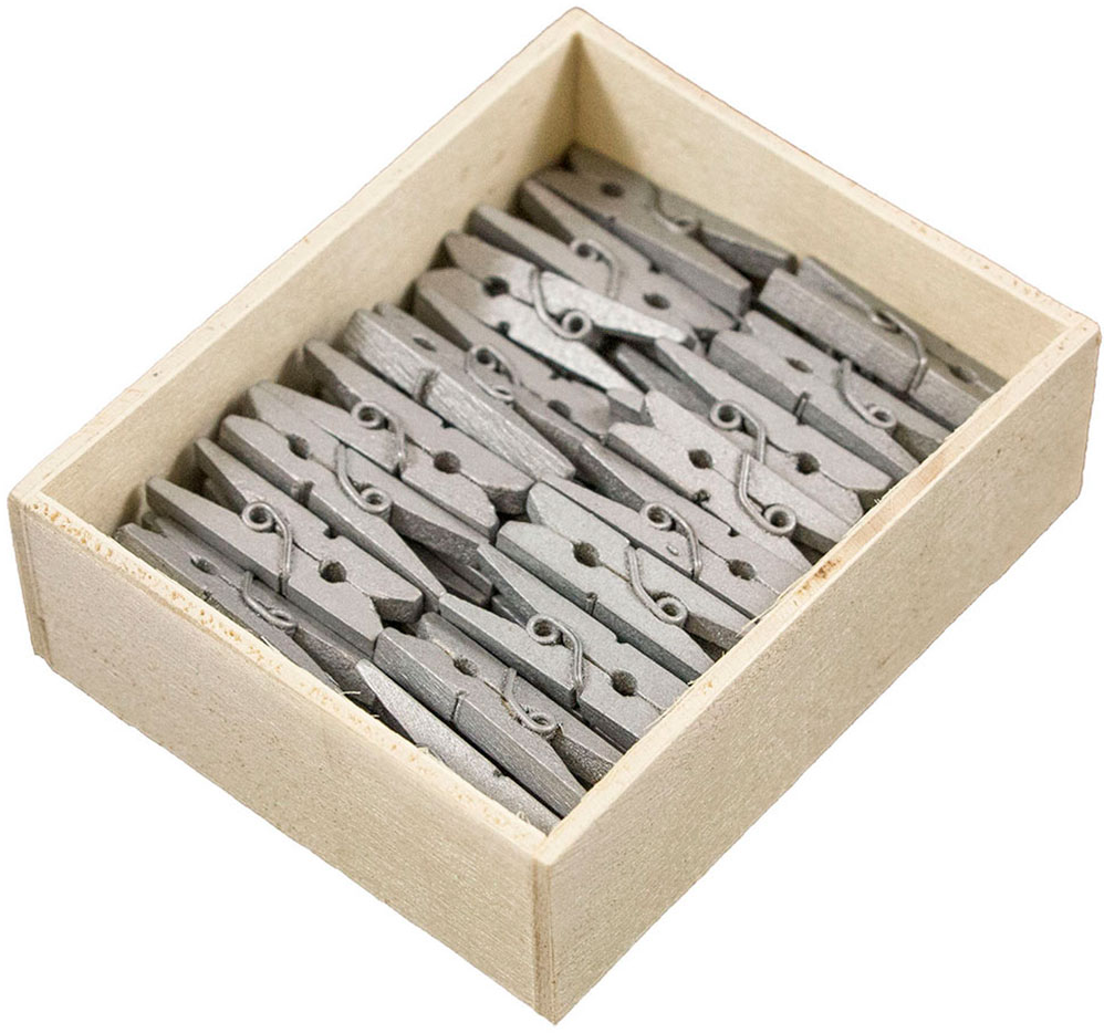 Silver Medium 1 1/8 Inch Wood Clips - 50 Pack