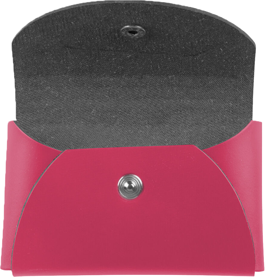 Fuchsia Leather Business Card Case with Round Flap - 20 Card Capacity