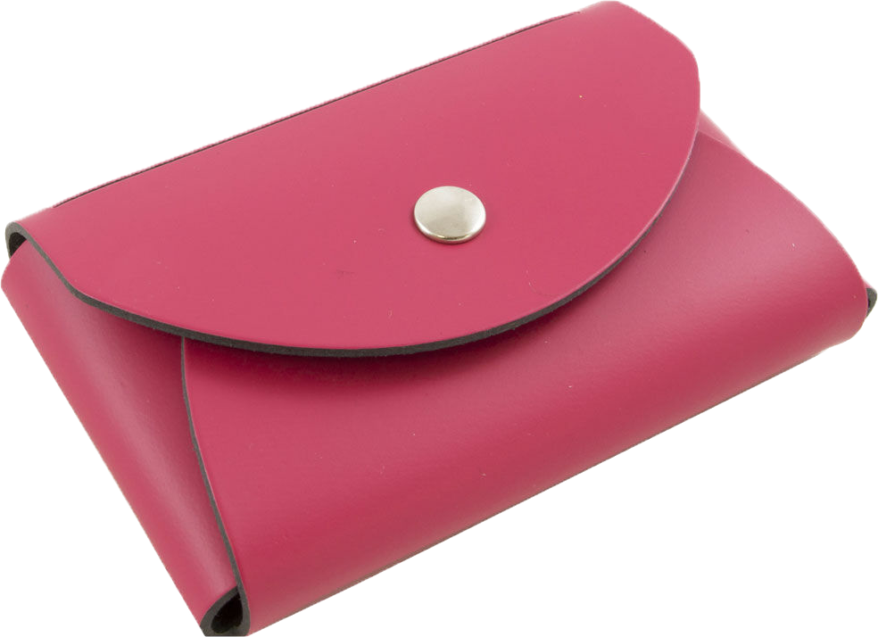 Fuchsia Leather Business Card Case with Round Flap - 20 Card Capacity