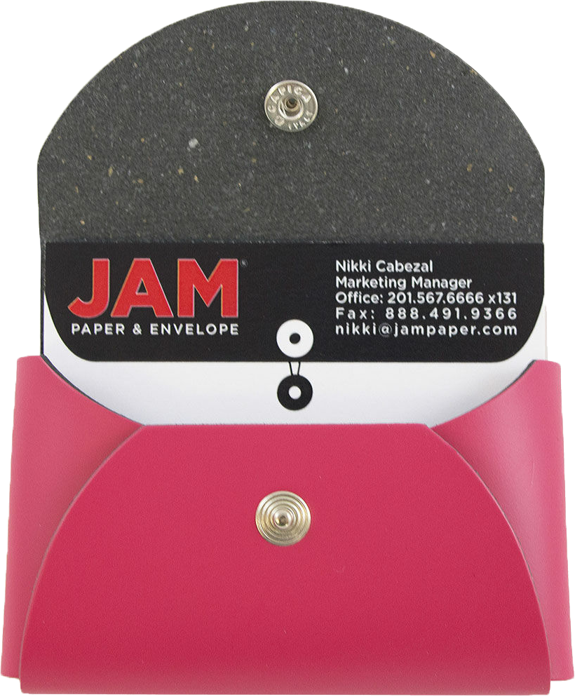 Fuchsia Leather Business Card Case with Round Flap - 20 Card Capacity