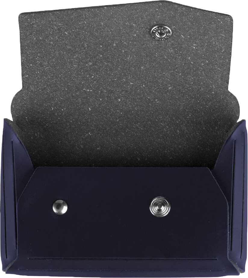 Navy Leather with Snap Closure Navy Leather Business Card Case with Snap Closure - 20 Card Capacity