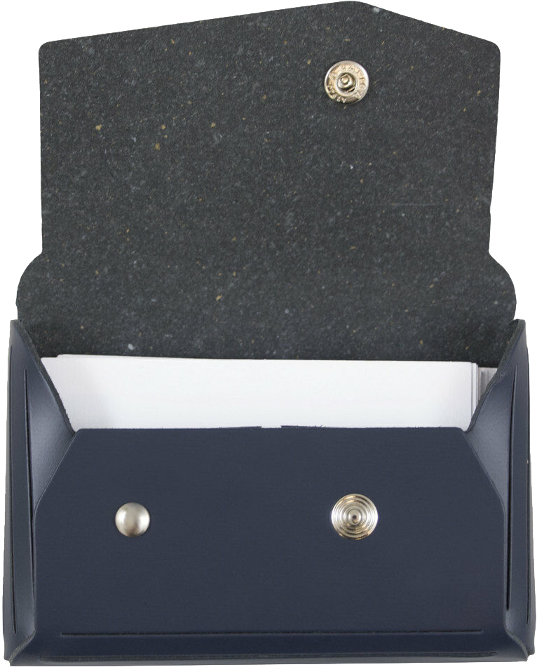Navy Leather with Snap Closure Navy Leather Business Card Case with Snap Closure - 20 Card Capacity
