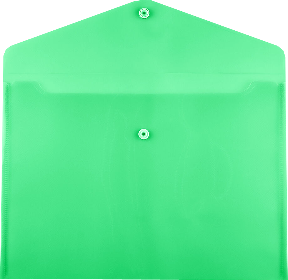 Green Letter Booklet Plastic Envelopes (9 3/4 x 13) with Snap Closure
