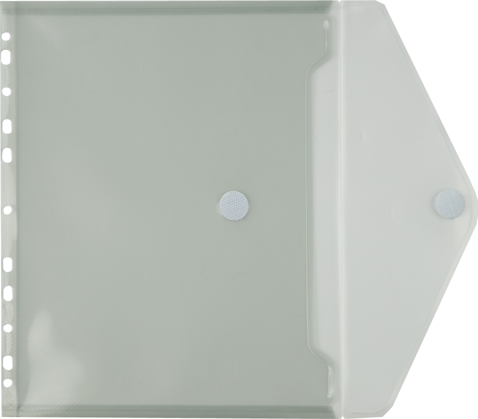 Smoke Gray Letter Booklet 3 Hole Punch Plastic Envelopes (9 1/2 x 11 1/2) with Hook and Loop Closure