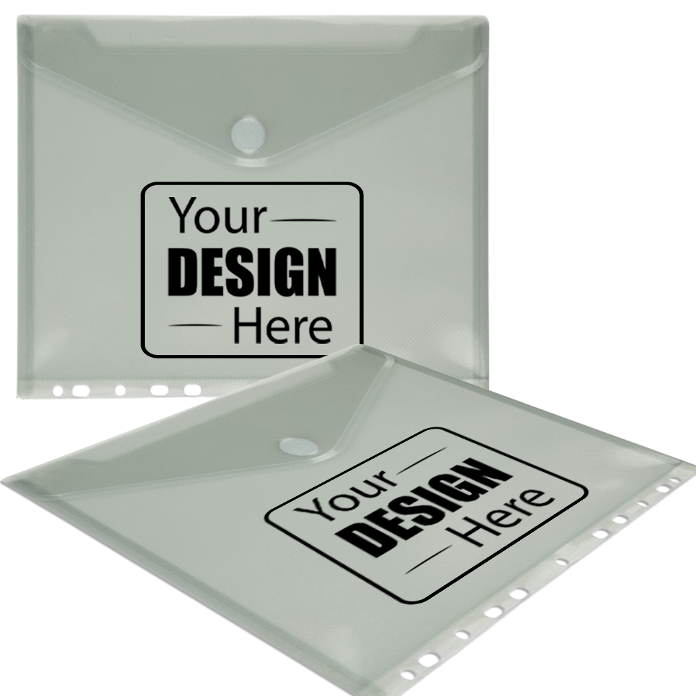 Smoke Gray Letter Booklet 3 Hole Punch Plastic Envelopes (9 1/2 x 11 1/2) with Hook and Loop Closure